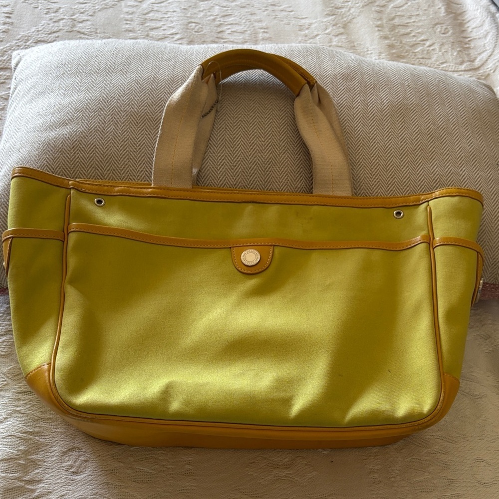 BNWOT Vintage Garden Tote by Coach Lime Green & Yellow Leather Needs Cleaning - Picture 8 of 15